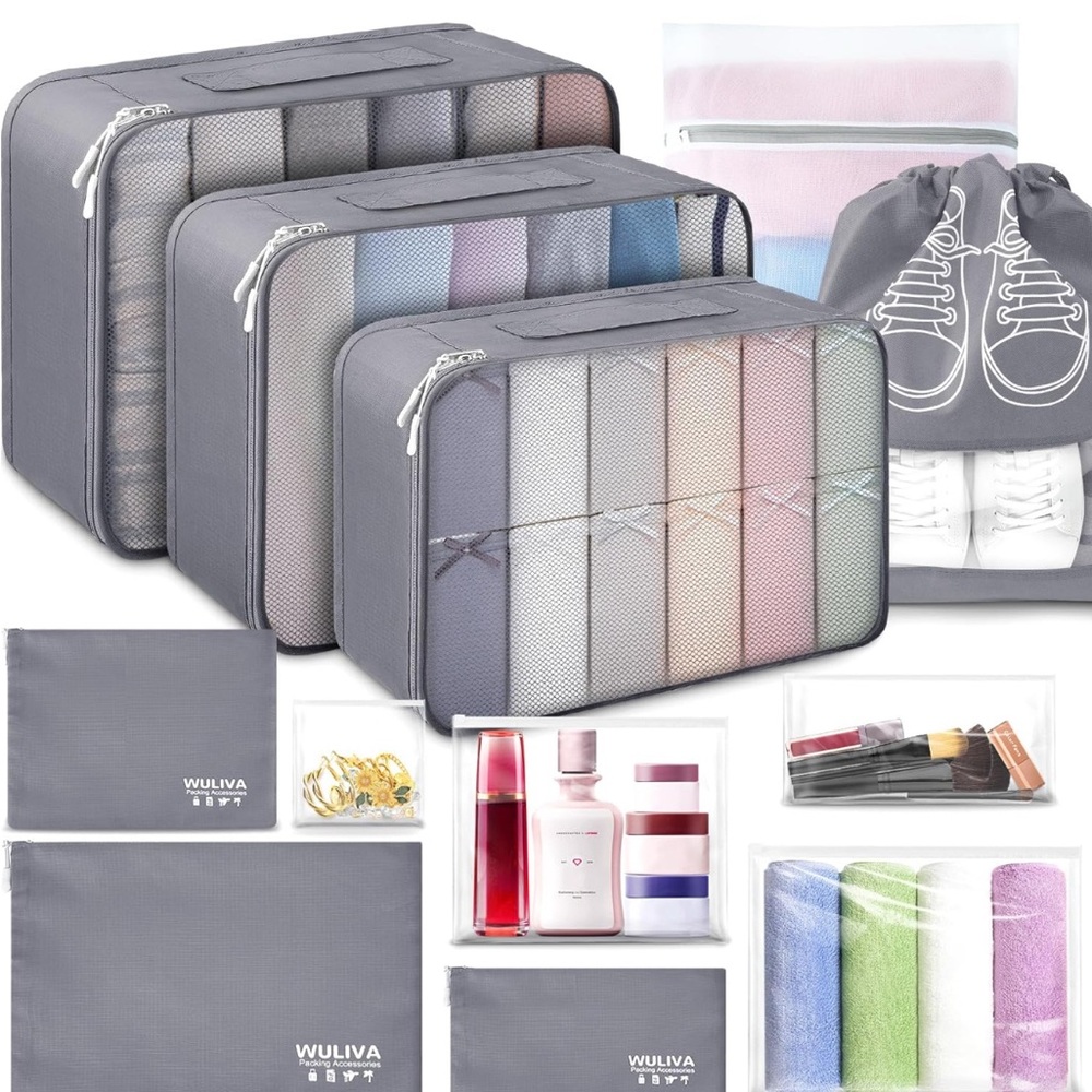 Gray Travel Packing Cubes Set